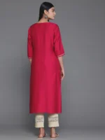 Pink Yoke Design Silk Blend Straight Kurta - Image 3